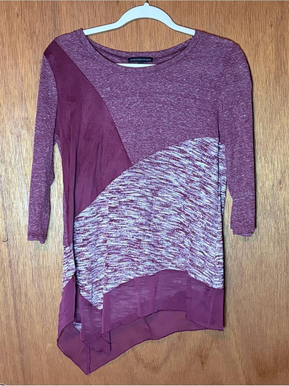 Signature Studio Plum Colorblock Asymmetric Tunic